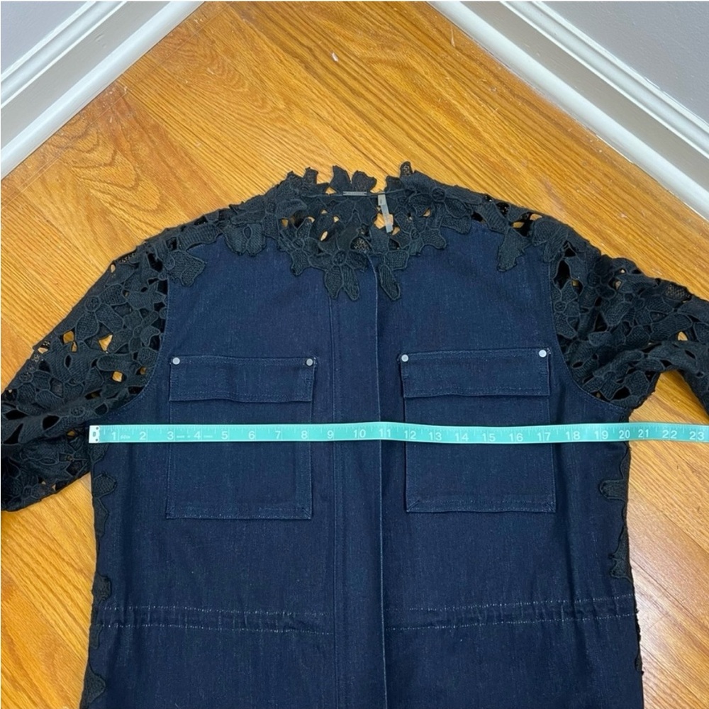 Elie Tahari Denim lace jacket sz Large - Picture 6 of 9